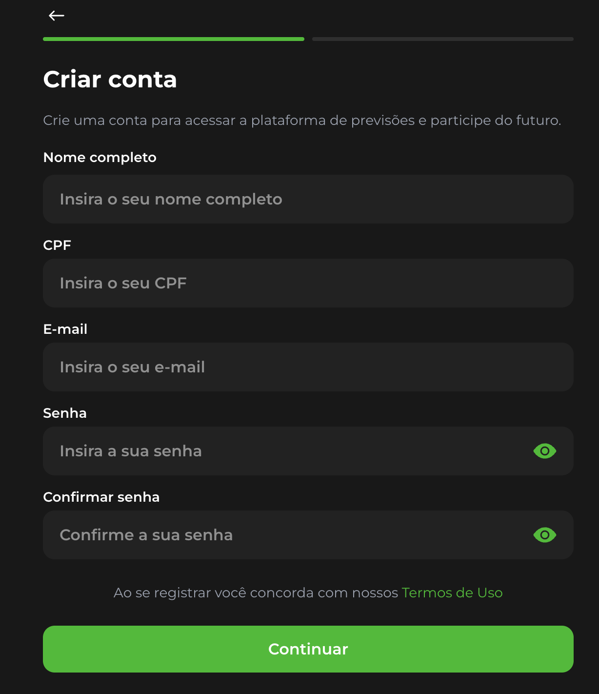 Previsao.io cadastro